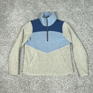 Kuhl Jacket Womens Medium Blue Beige Sherpa Prism 1/2 Zip Fleece Pullover Hiking